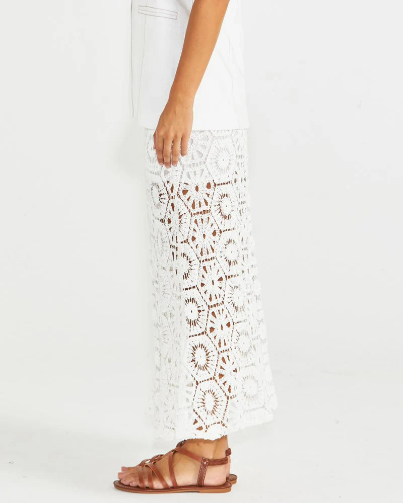 Clover Lace Skirt | White