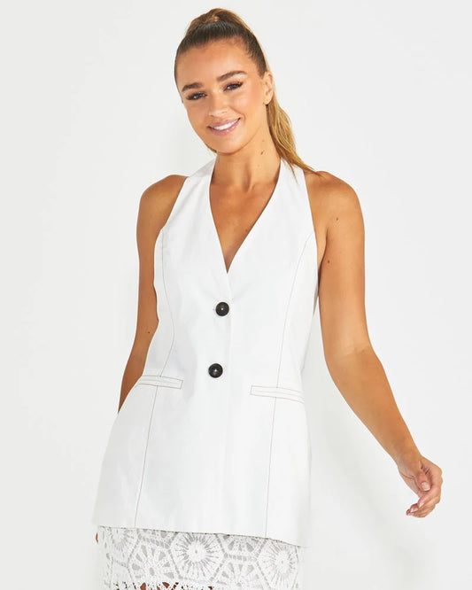 Seville Halter Vest | White