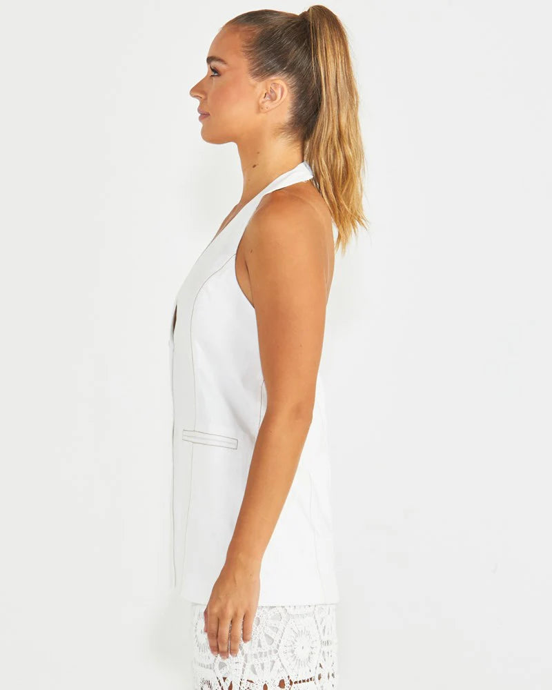 Seville Halter Vest | White