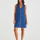 Sabine Denim Vest Dress |Mid Blue Wash