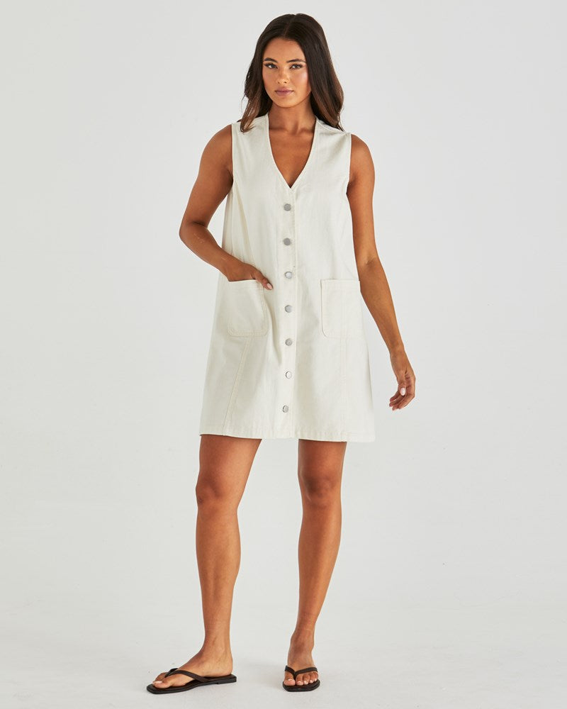 Sabine Denim Vest Dress | Parchment Wash