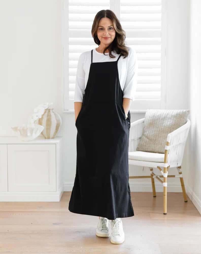 Apron Dress Stretch Denim | Black