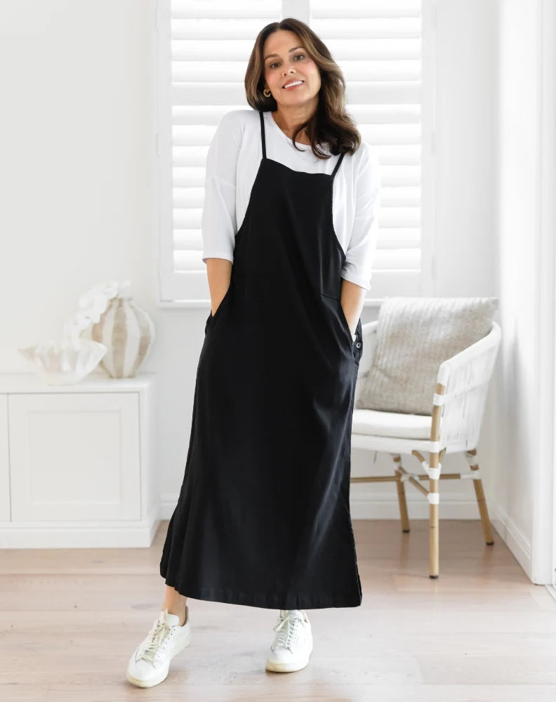 Apron Dress Stretch Denim | Black