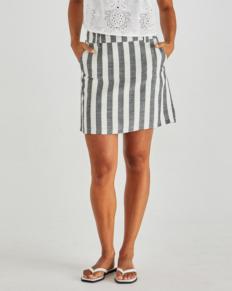 Nevada Skirt | Cream Black Stripe
