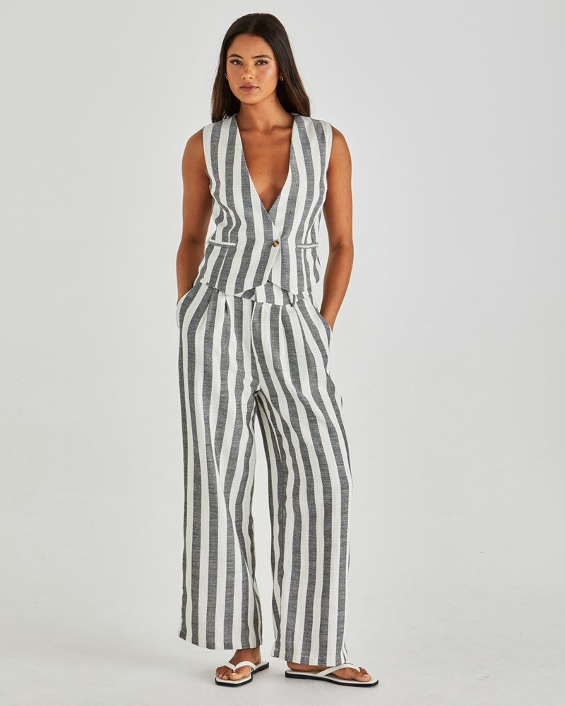 Nevada Vest | Cream Black Stripe