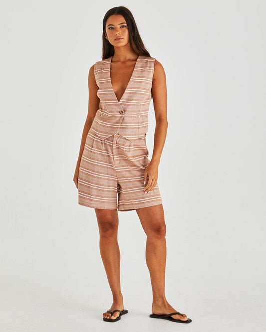 Lea Short | Terracotta Stripe