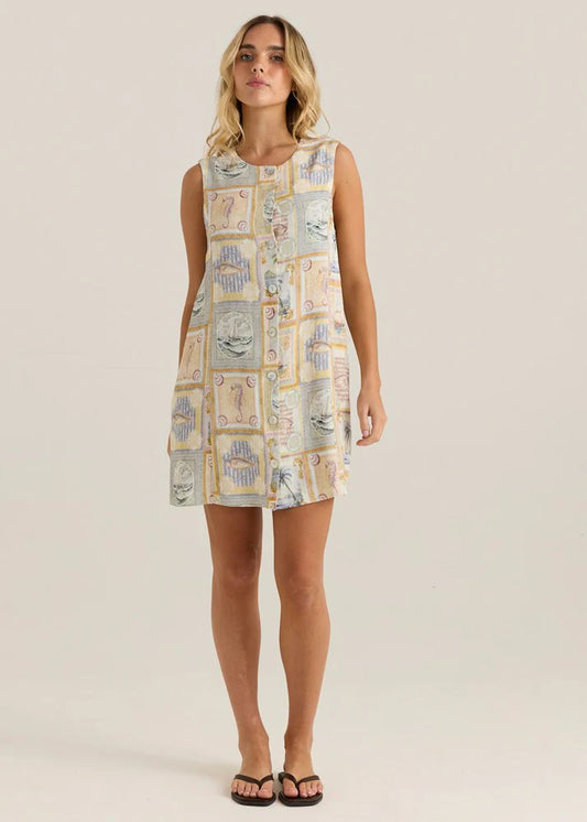 Reo Button Shift Dress | Wayfarer Print