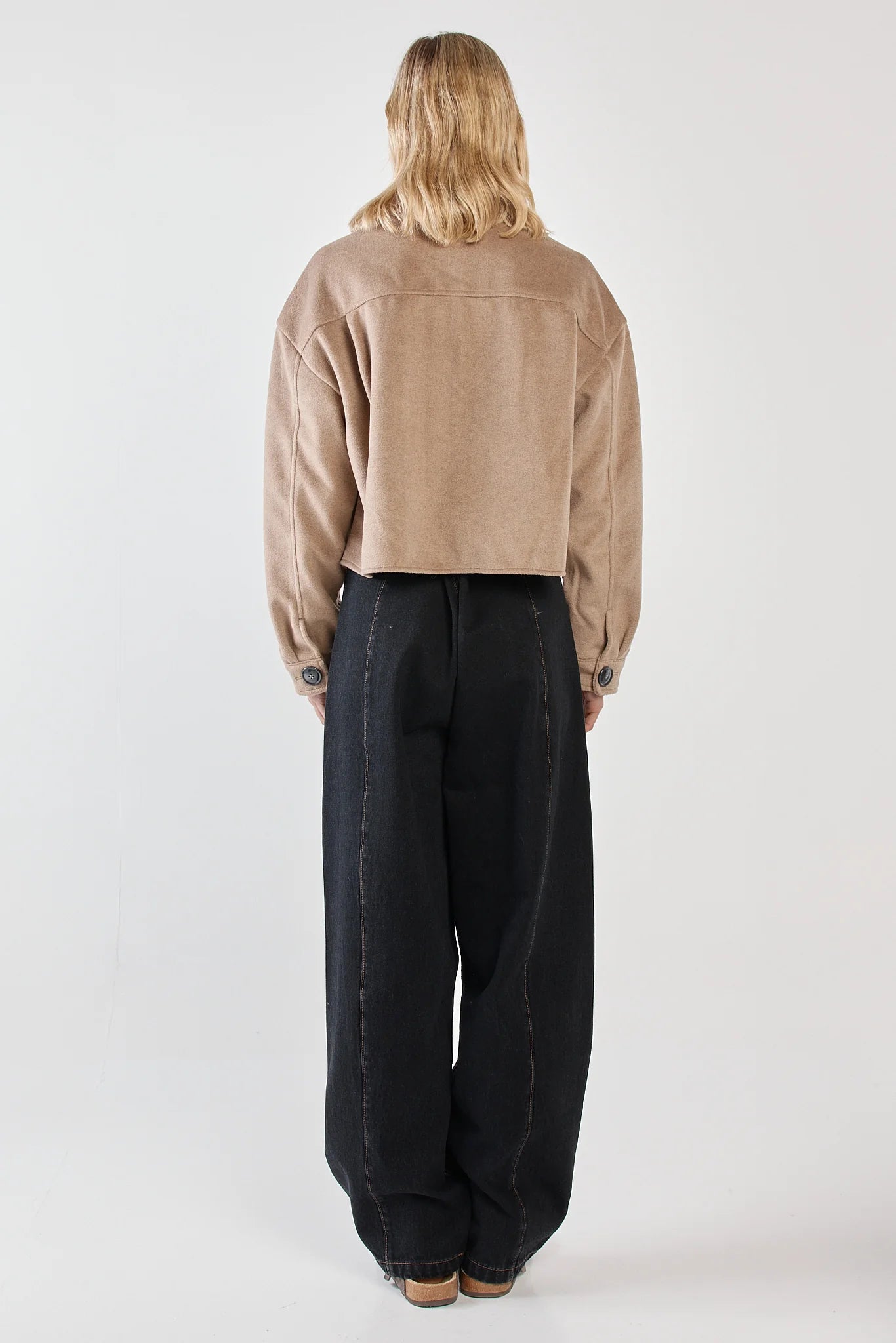 Rochelle Cropped Coat | Mushroom Grey Brown