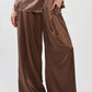 Eddy Crushed Satin Pant | Chocolate Brown
