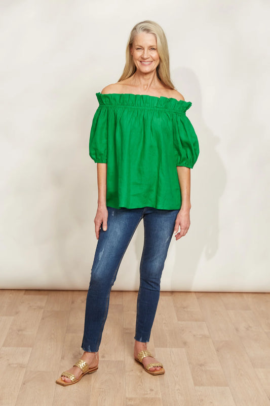 Halcyon Ruched Top | Emerald