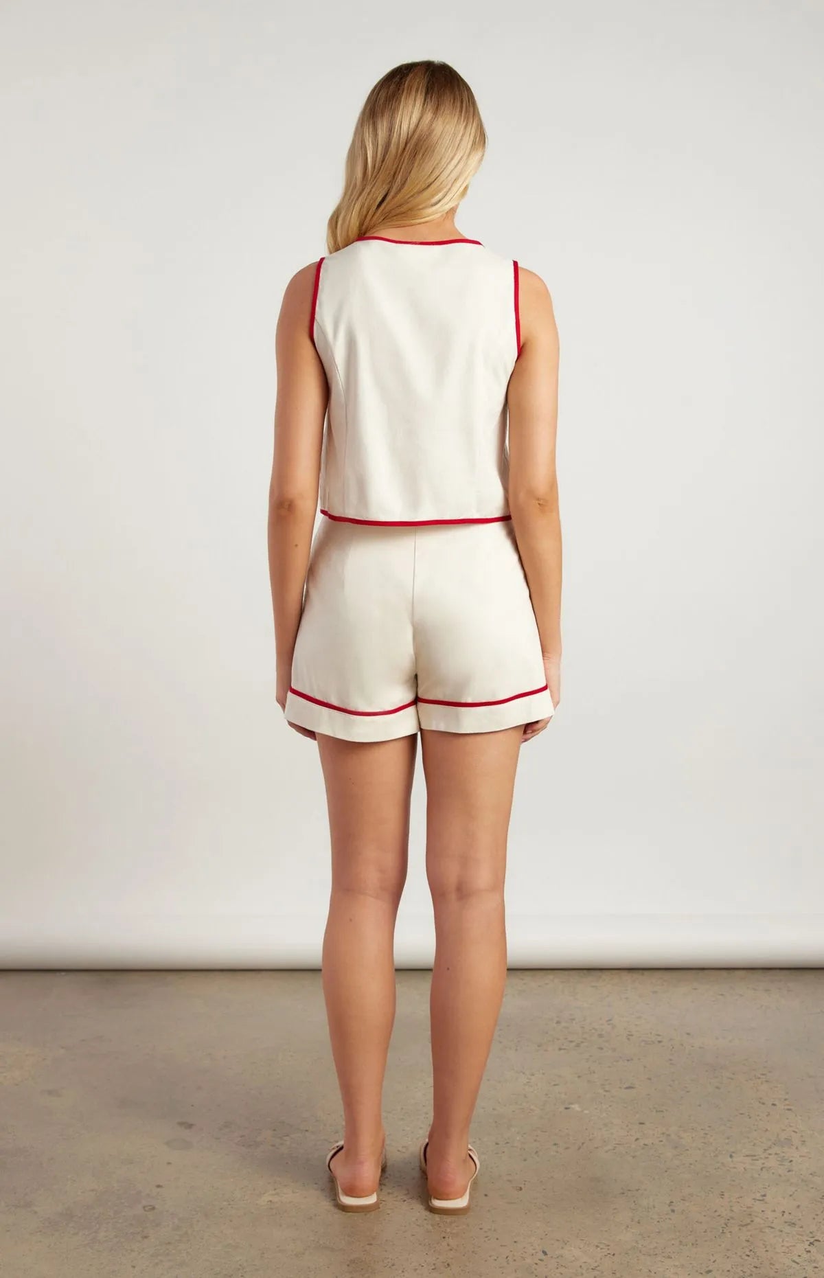 Anna Vest | Cream/Red