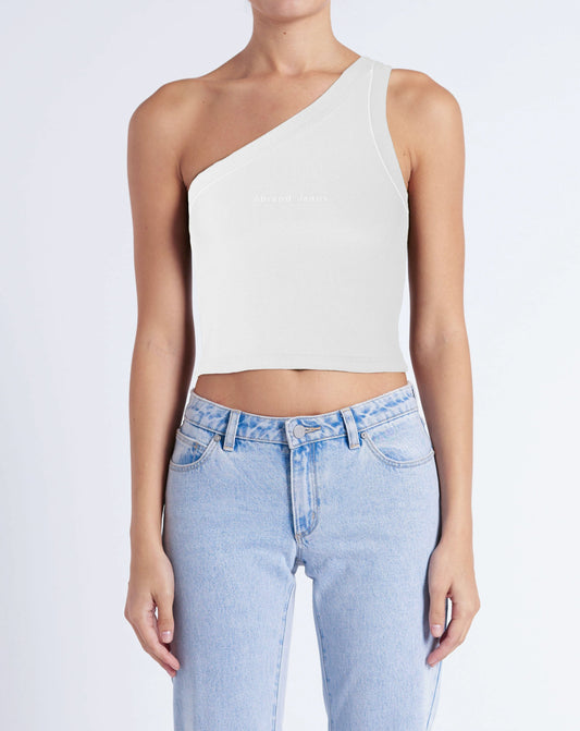 Heather One Shoulder Tank | White Sand