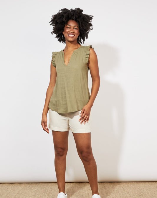 Tanna Frill Top | Khaki