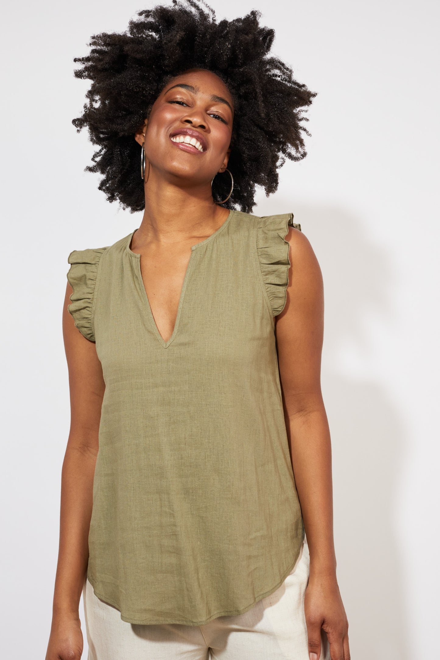 Tanna Frill Top | Khaki