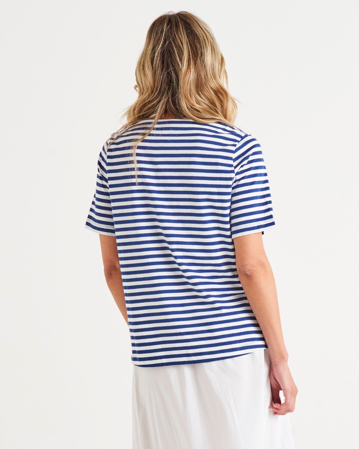 Mia Split Hem Tee | Ocean Stripe