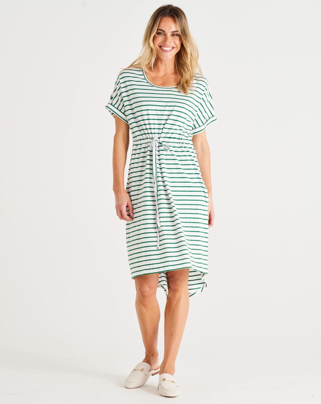 Liza Dress | Meadow Green Stripe