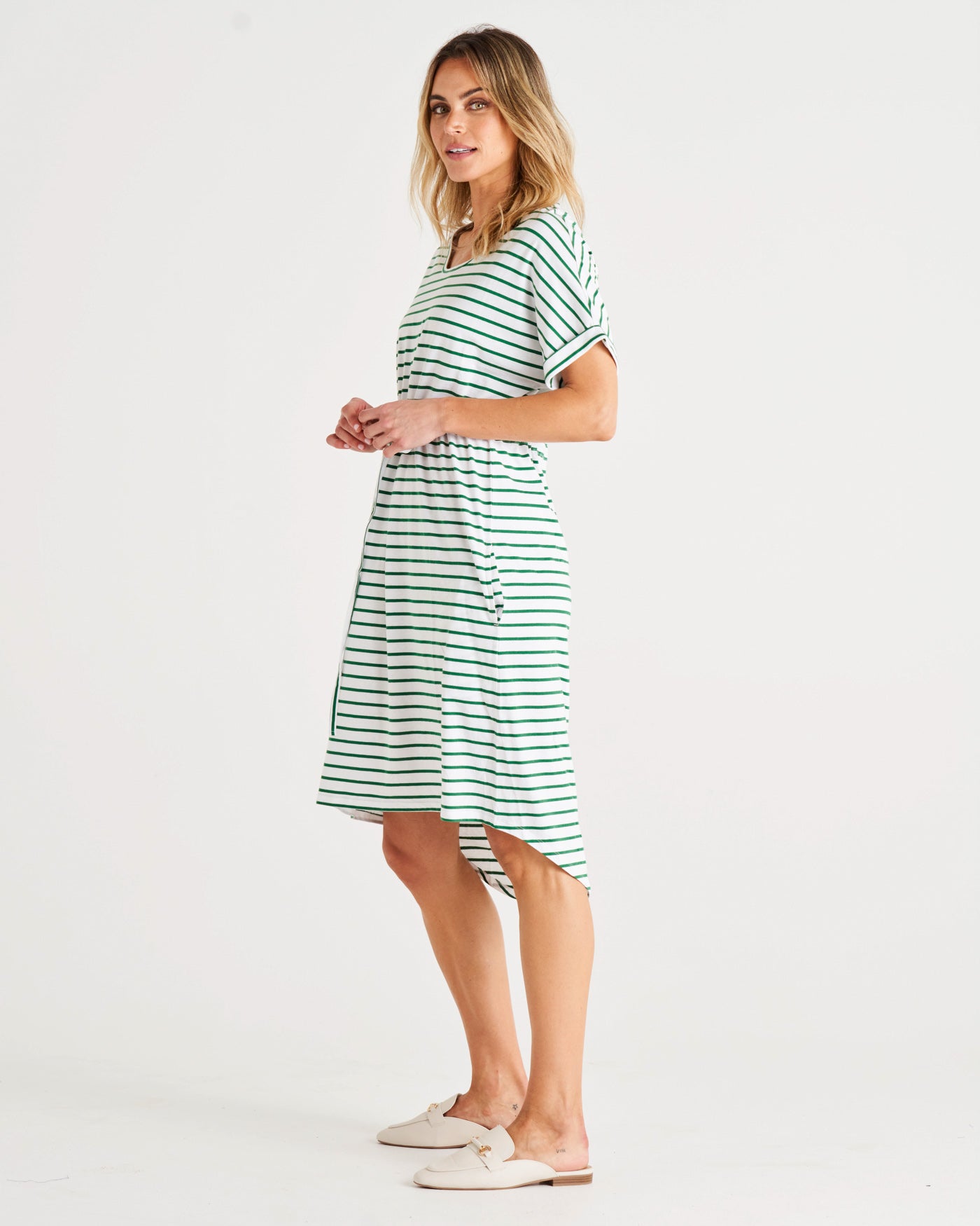 Liza Dress | Meadow Green Stripe