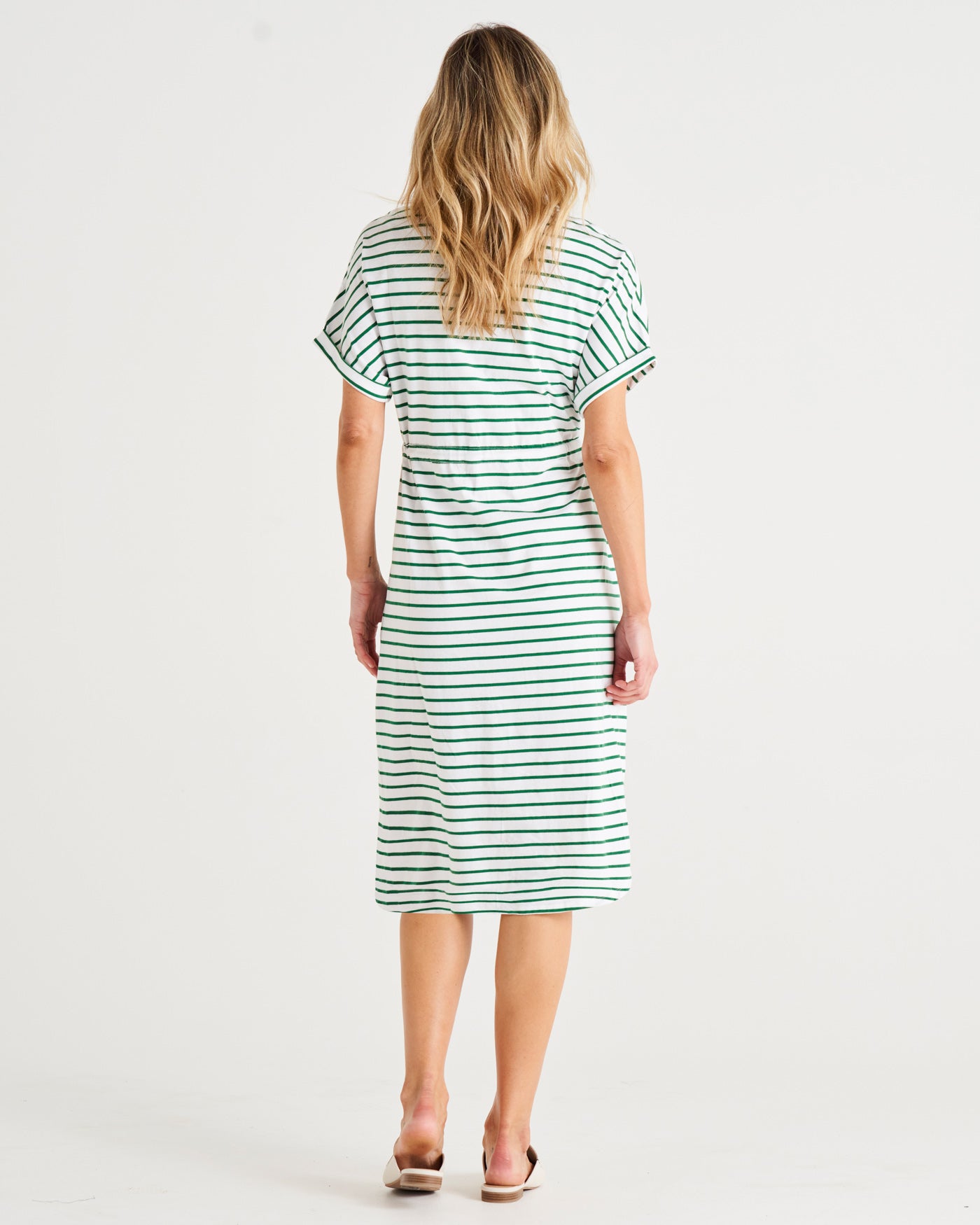 Liza Dress | Meadow Green Stripe