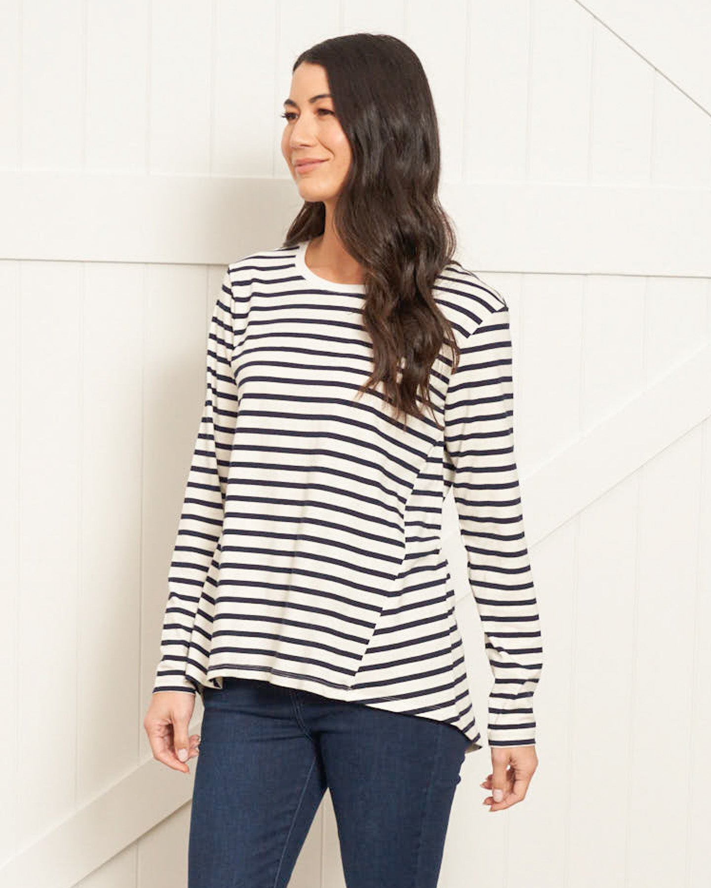 Sydney Long Sleeve Tee | Blue/White Stripe