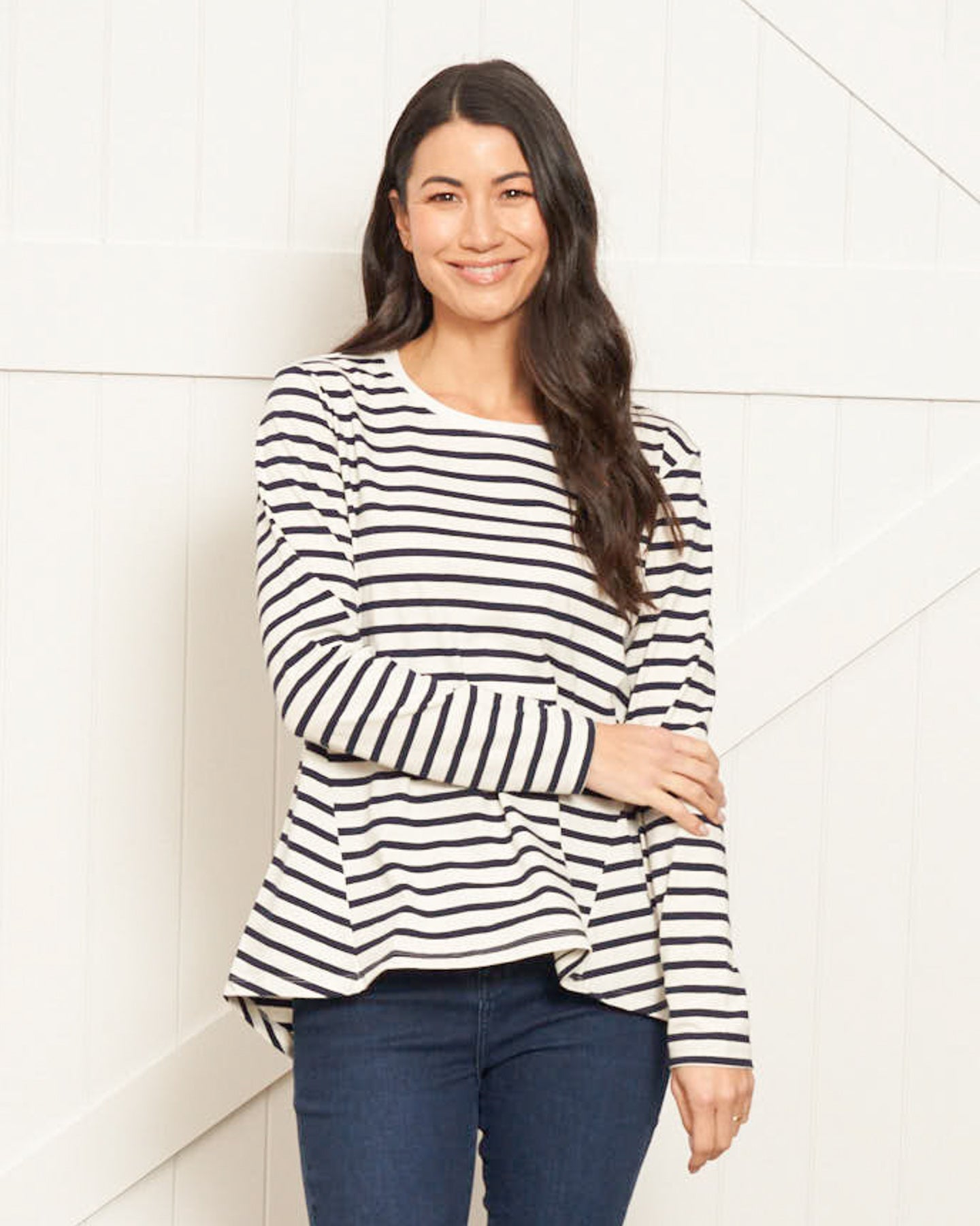 Sydney Long Sleeve Tee | Blue/White Stripe