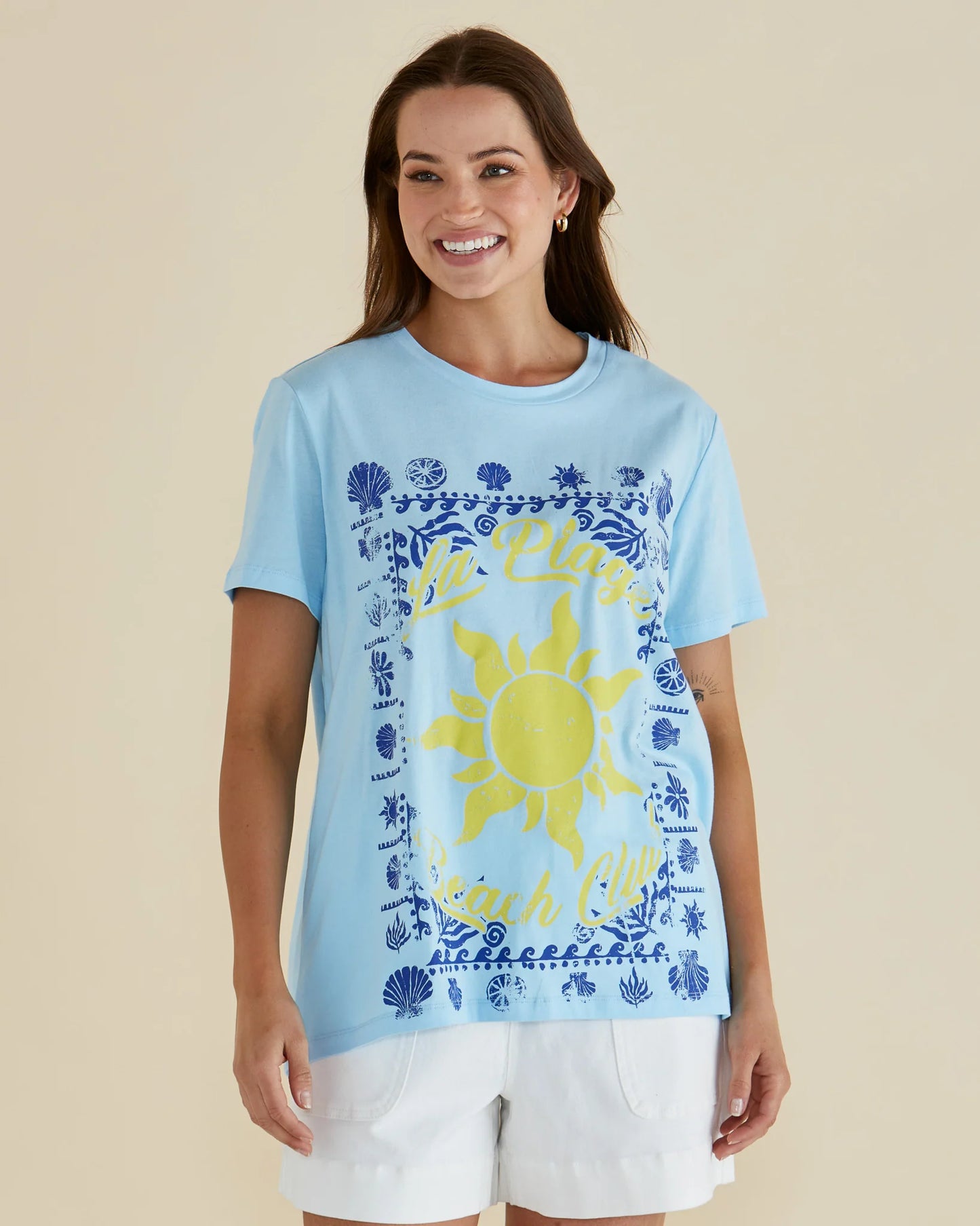 Ellia Crew Tee | La Plage Print