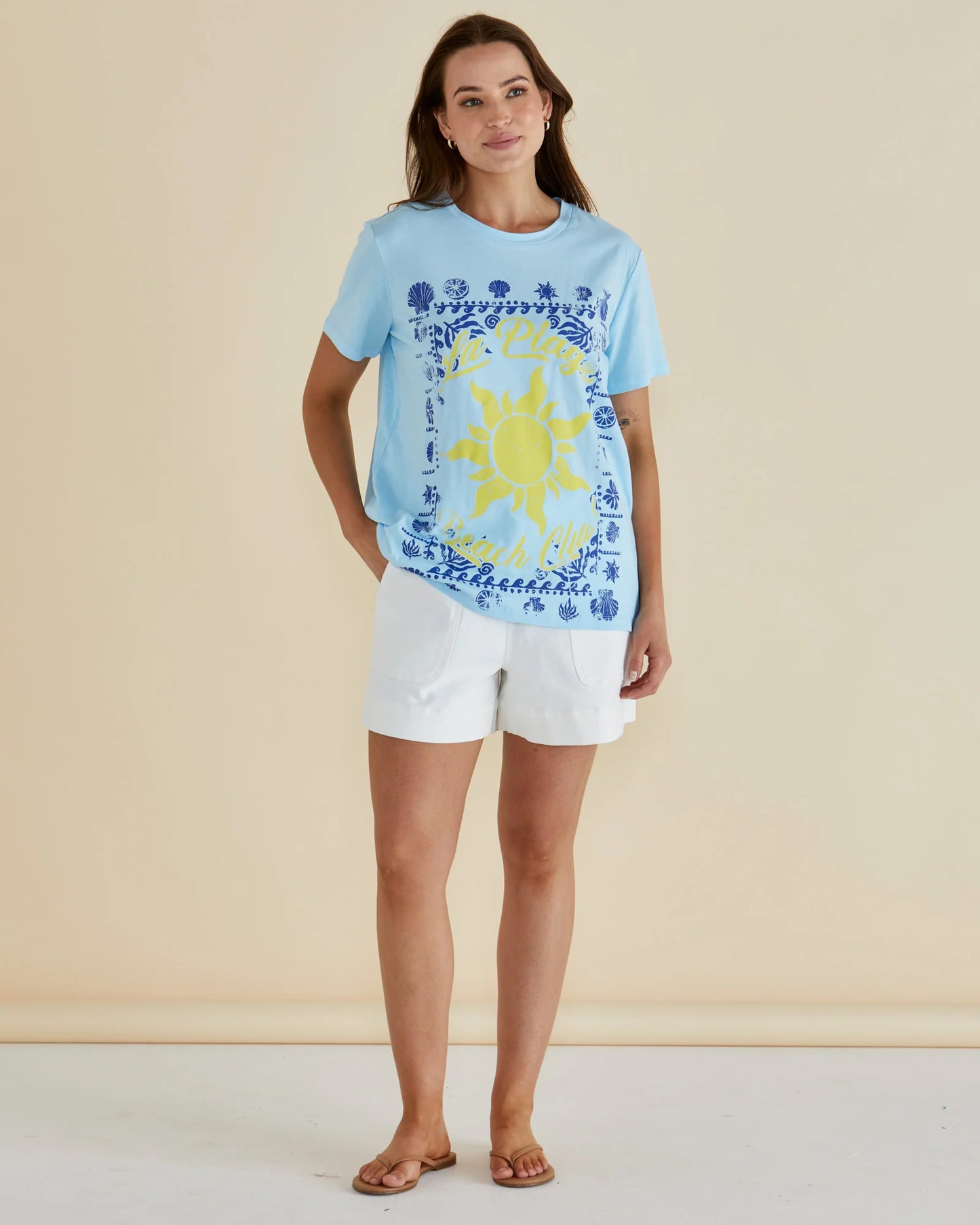 Ellia Crew Tee | La Plage Print
