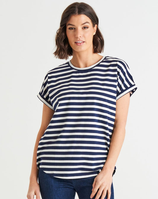 Hailey Short Sleeve Tee | Blue Stripe