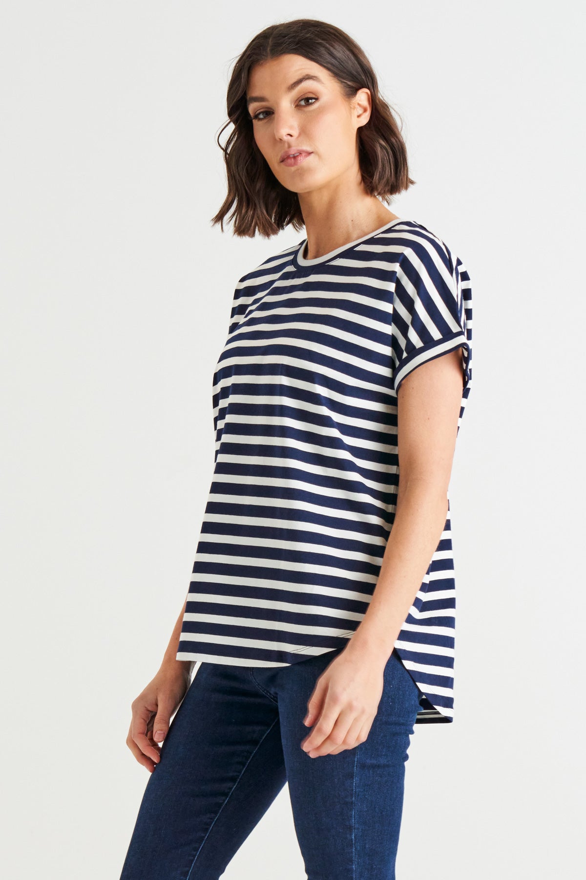 Hailey Short Sleeve Tee | Blue Stripe