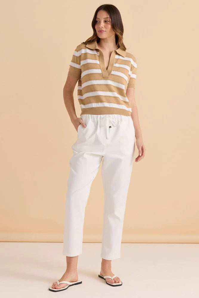 Salford Polo Knit | Beige/White