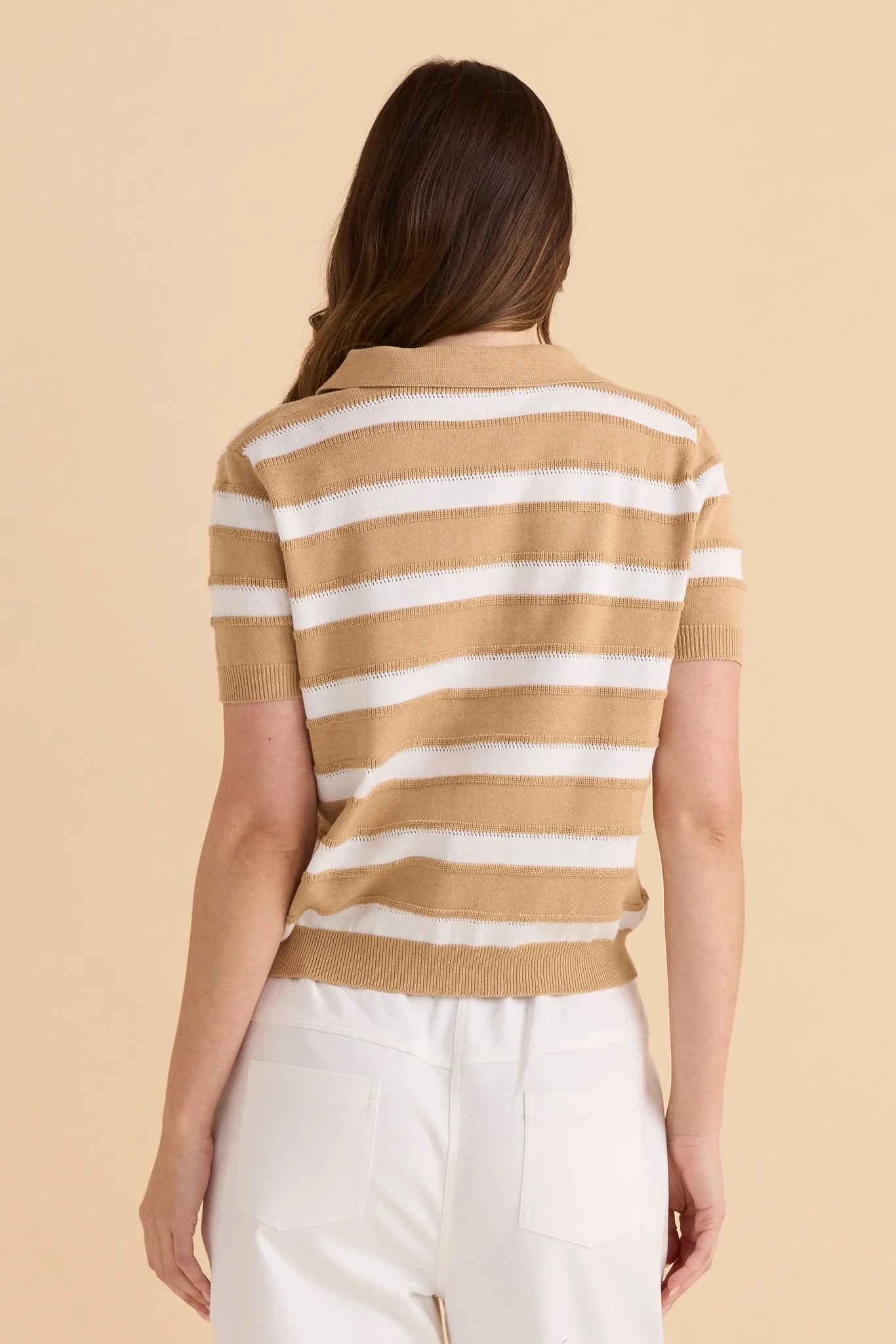 Salford Polo Knit | Beige/White