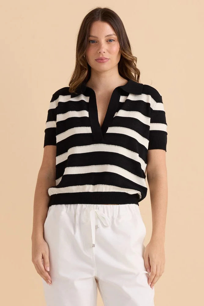 Salford Polo Knit | Cream/Black