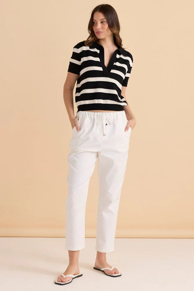 Salford Polo Knit | Cream/Black