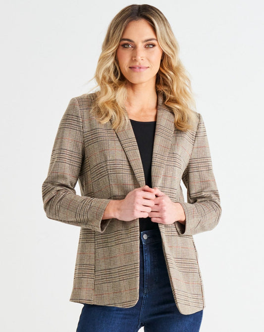 Portsea Blazer | Mocha Plaid