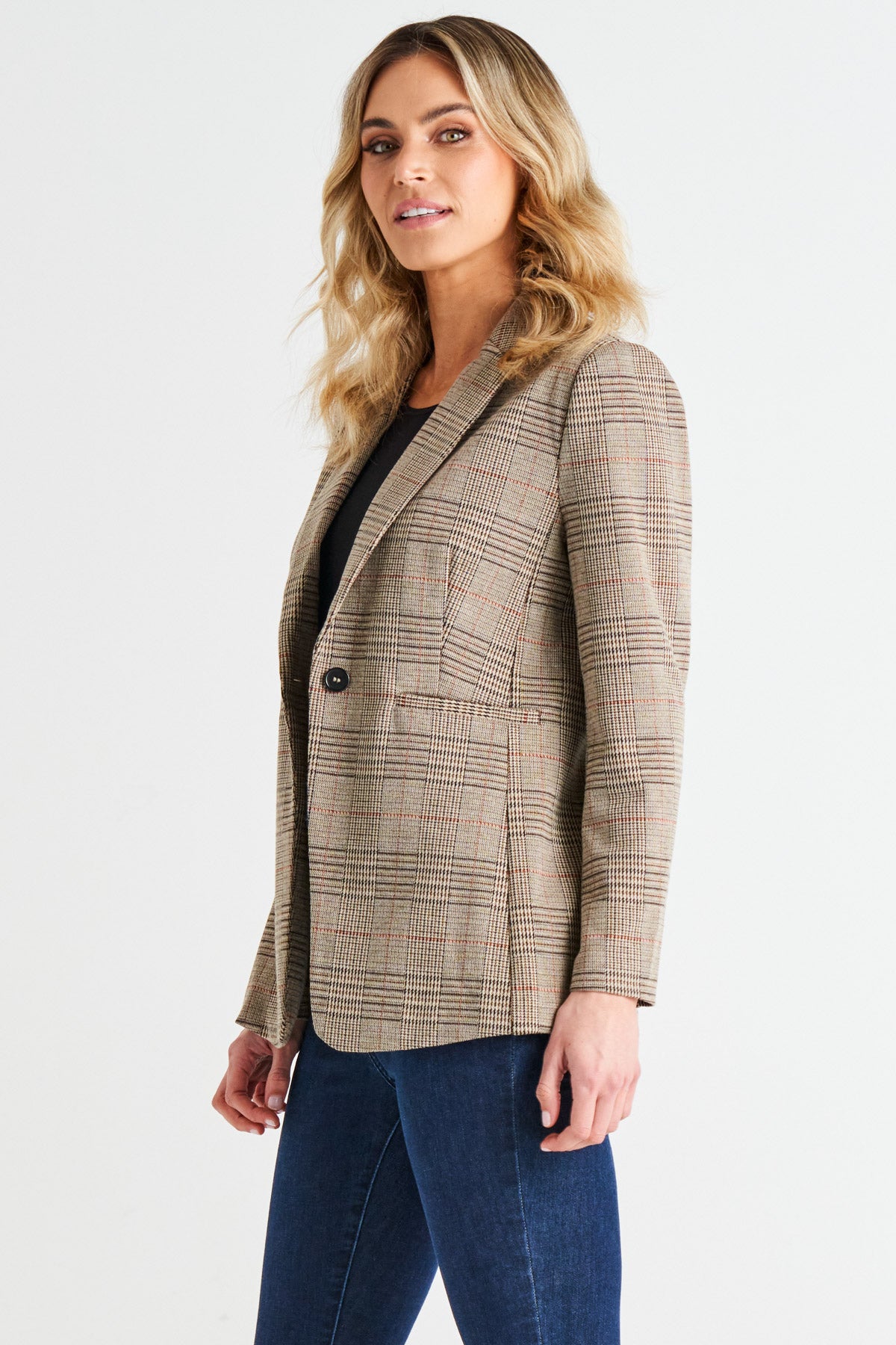 Portsea Blazer | Mocha Plaid