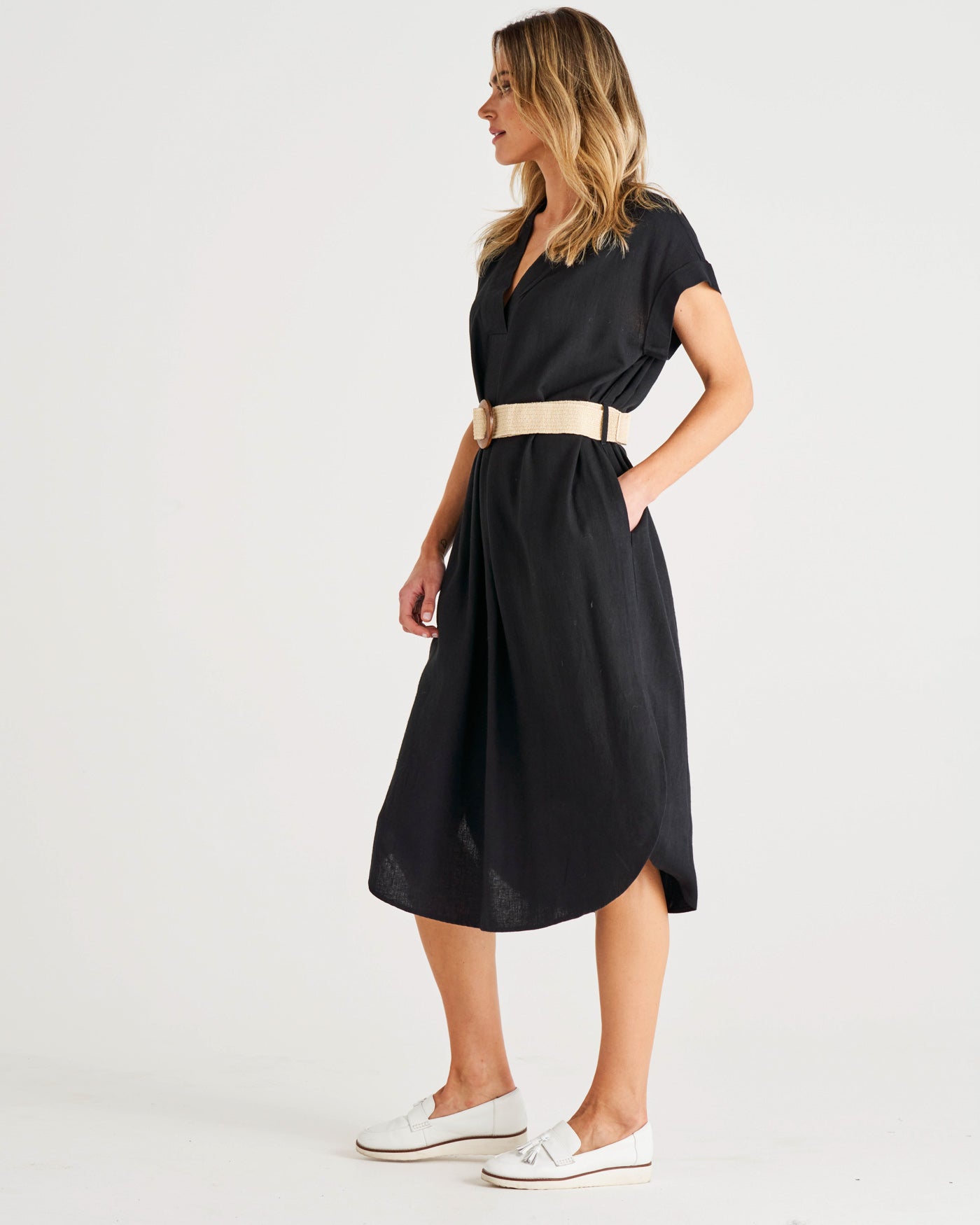 Roma Linen Dress | Black