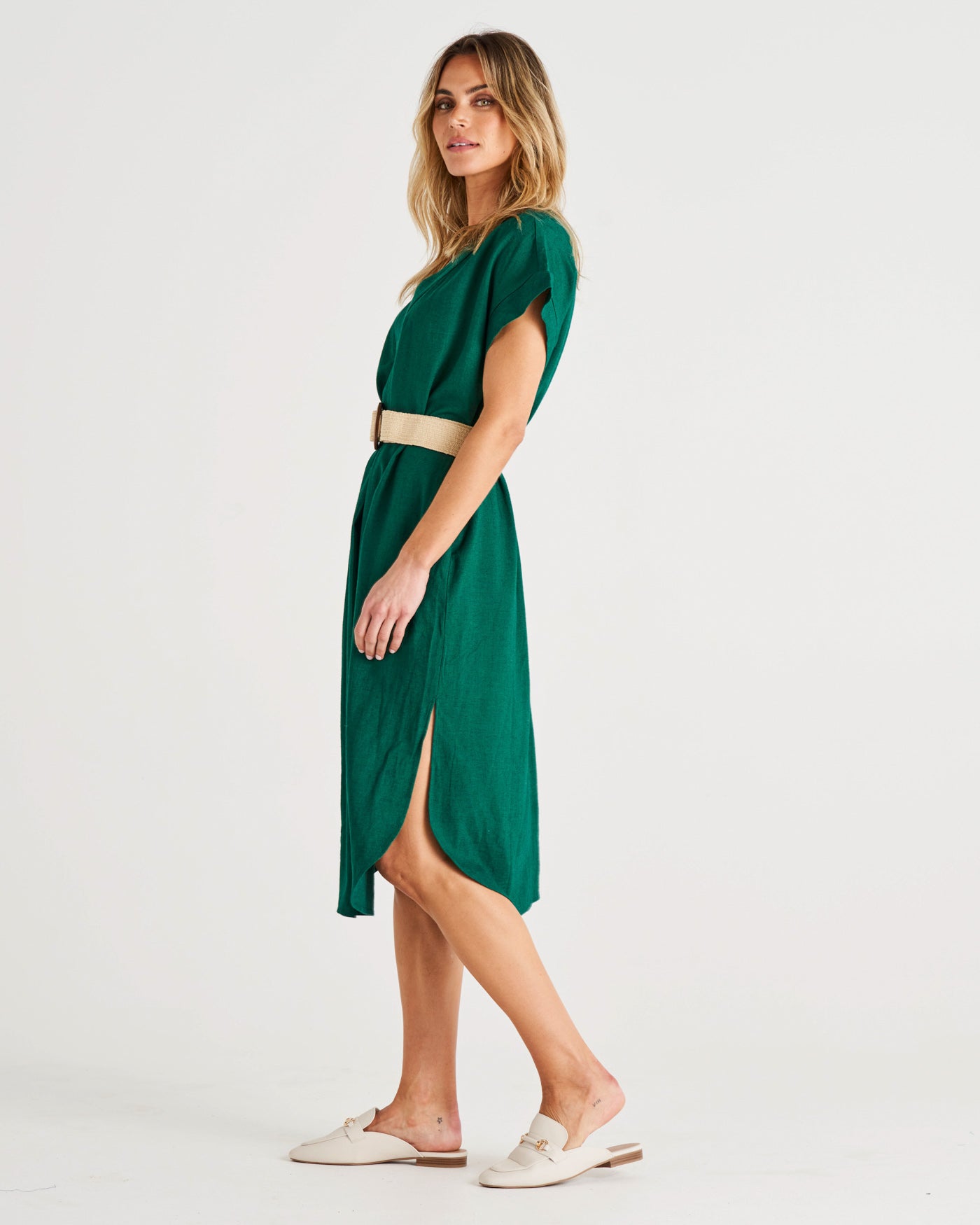 Roma Linen Dress | Hunter Green