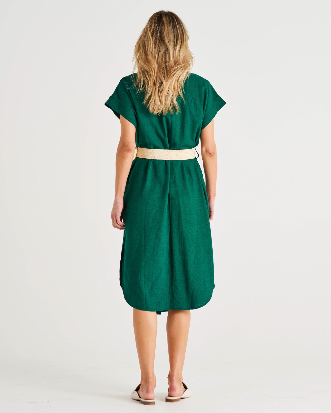 Roma Linen Dress | Hunter Green