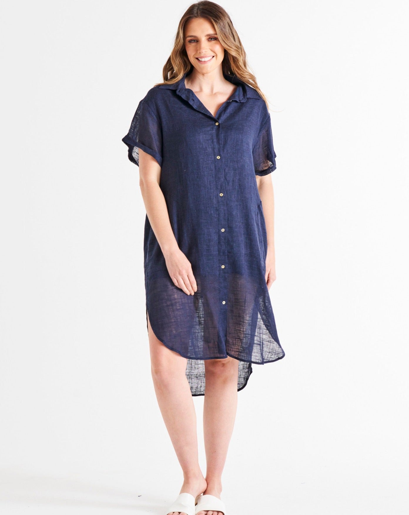 Lani Linen Shirt Dress | Navy