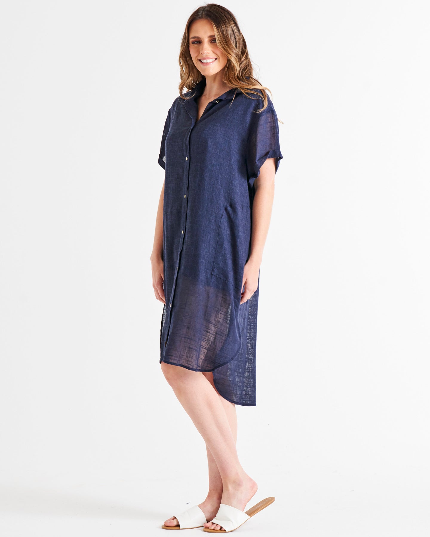 Lani Linen Shirt Dress | Navy