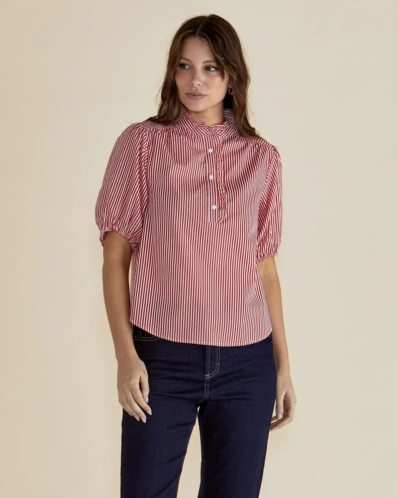 Avery Blouse | Red Stripe