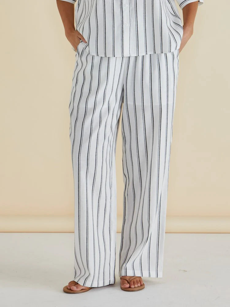 Zaza Relaxed Pant | Black/white Stripe