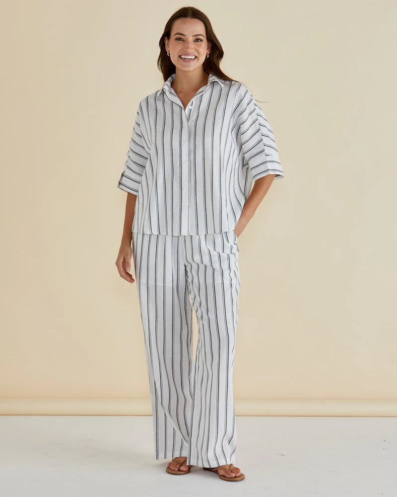 Zaza Relaxed Pant | Black/white Stripe