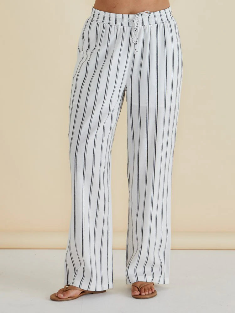 Zaza Relaxed Pant | Black/white Stripe