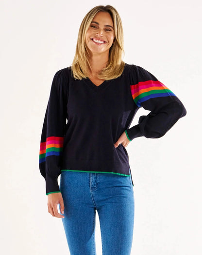 Tori Jumper | Navy Rainbow