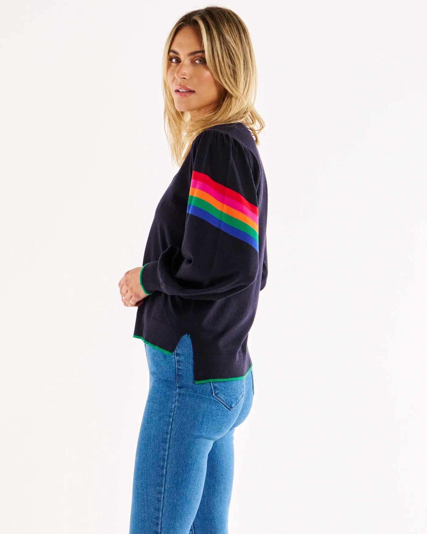 Tori Jumper | Navy Rainbow