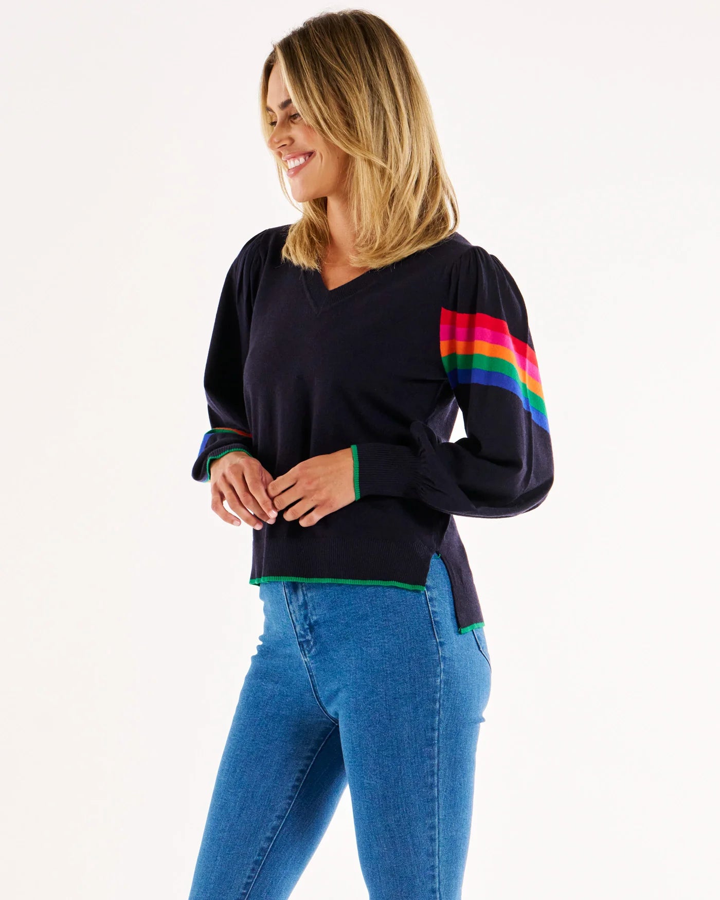 Tori Jumper | Navy Rainbow