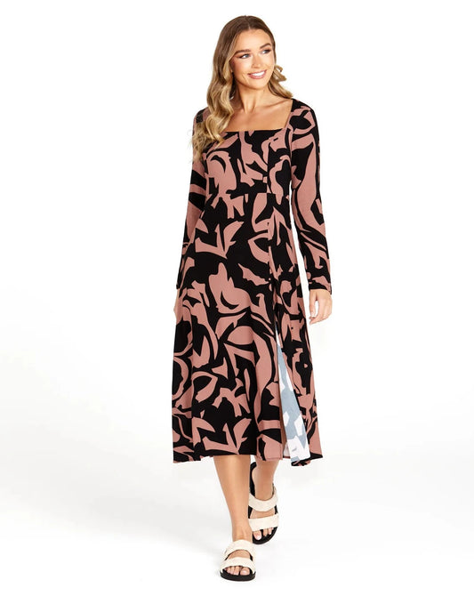 Joelle Tie Back Midi Dress | Abstract Sizes 10-16