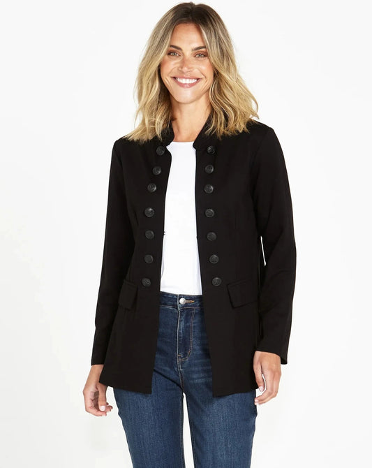 Sammie Collarless Military Jacket | Black