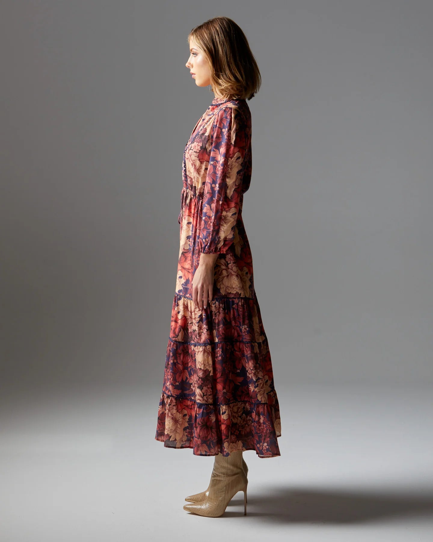 Berry Kiss Midi Dress | Floral