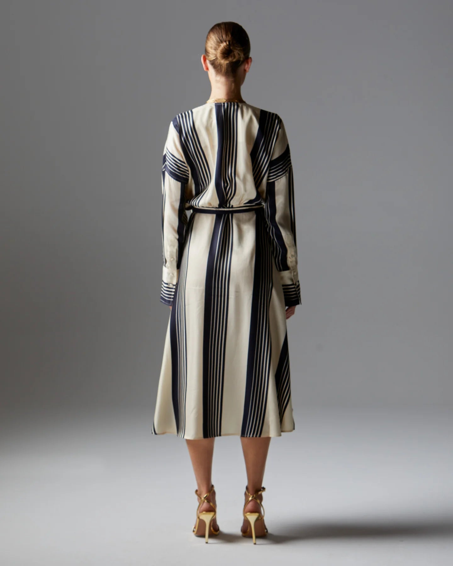 Heartstopper Wrap Midi Dress | Navy Stripe